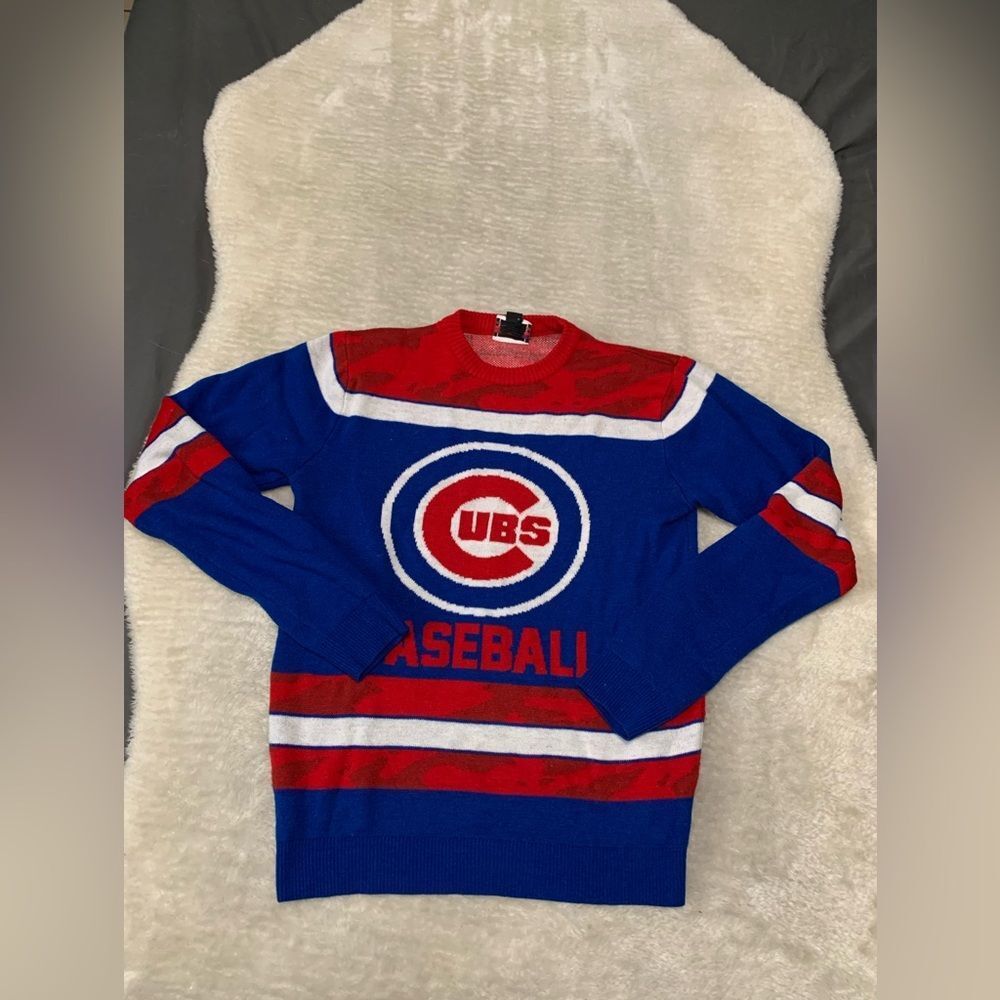 Cubs Merchandise Camo Blue Pullover‎ Long Sleeve Small Sweater MLB